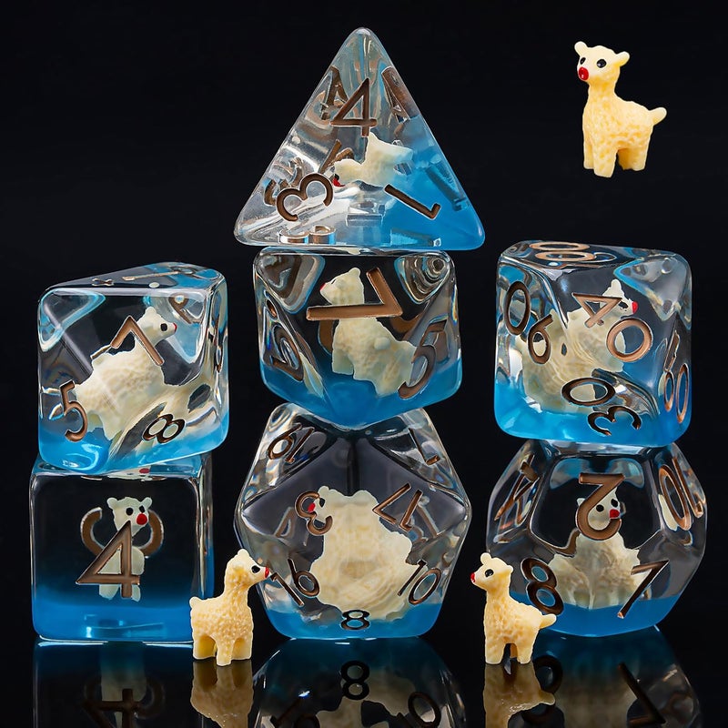 weyano D&D Dice Set, Alpaca Resin Polyhedral Dice for Dungeons and Dragons, RPG, MTG DND 7-DIE (D4, D6, D8, D10, D12, D20, D%) - Image 4